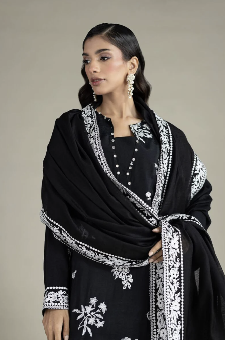 Tailored 3-Piece Set | Embroidered | Raw Silk | KHAADI