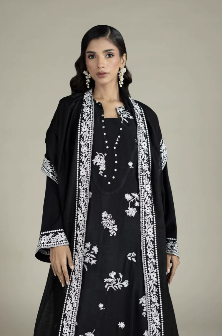 Tailored 3-Piece Set | Embroidered | Raw Silk | KHAADI