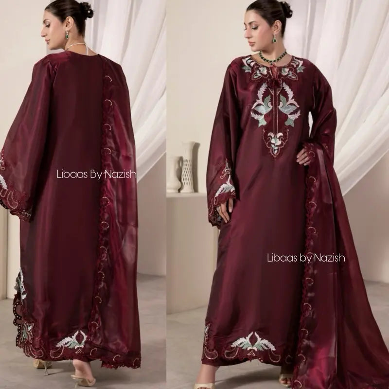 Noura l Luxury 3pc kaftan style Pakistani Special Occasions Womenwear
