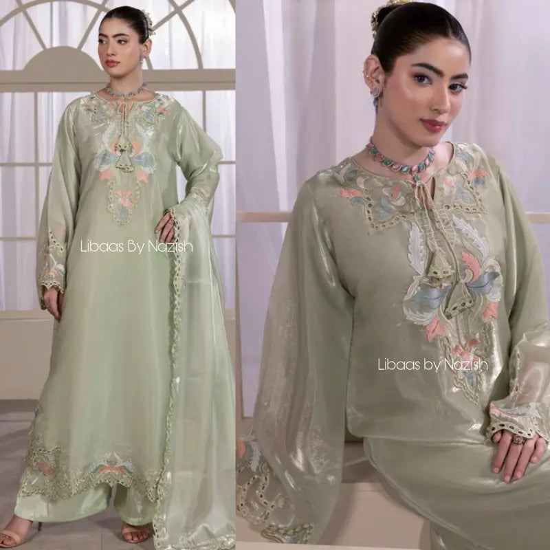 Noura l Luxury 3pc kaftan style Pakistani Special Occasions Womenwear