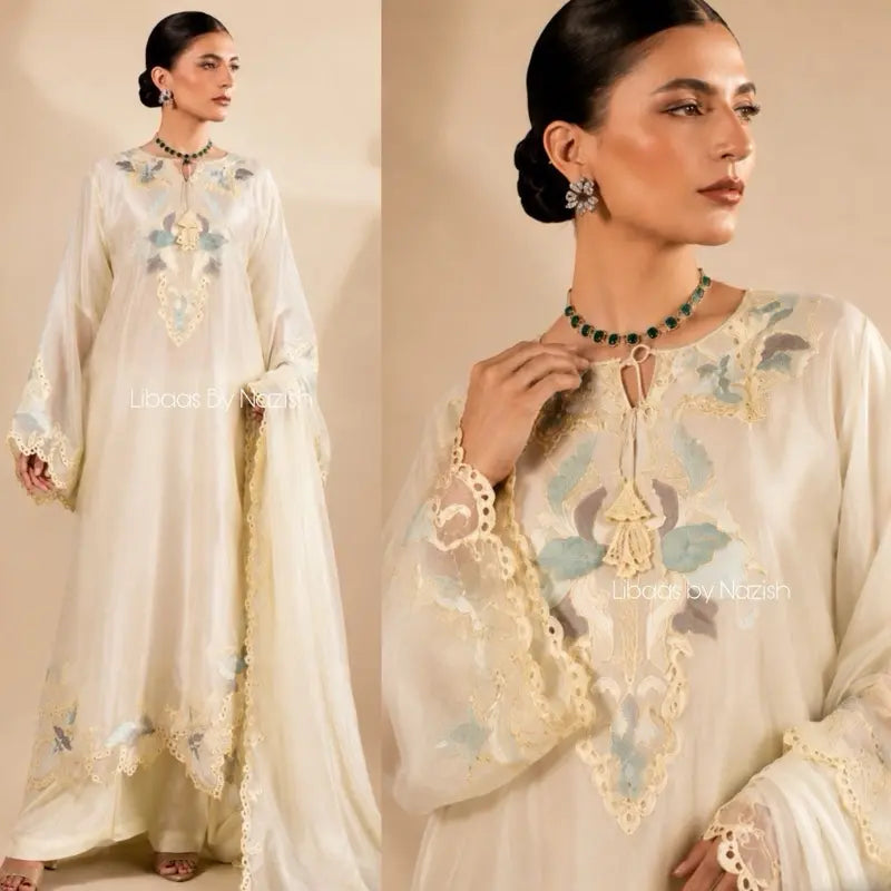 Noura l Luxury 3pc kaftan style Pakistani Special Occasions Womenwear